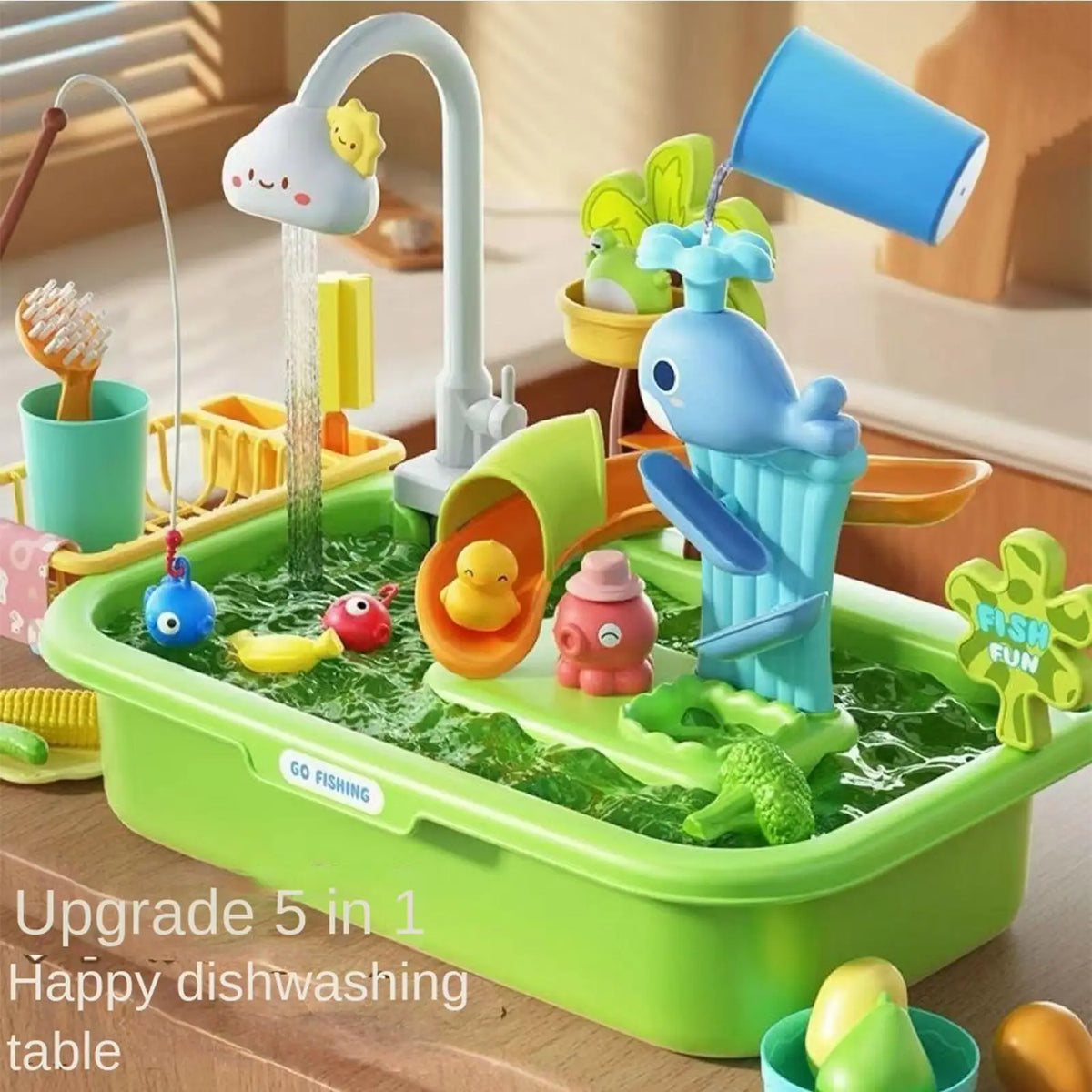 Children Kitchen Toys Electric Fun Waters Play Water Wash Basin Fishing Dishwashing Home Role-playing Baby Early Education Toys