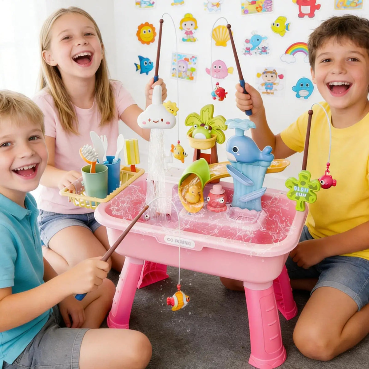 Children Kitchen Toys Electric Fun Waters Play Water Wash Basin Fishing Dishwashing Home Role-playing Baby Early Education Toys