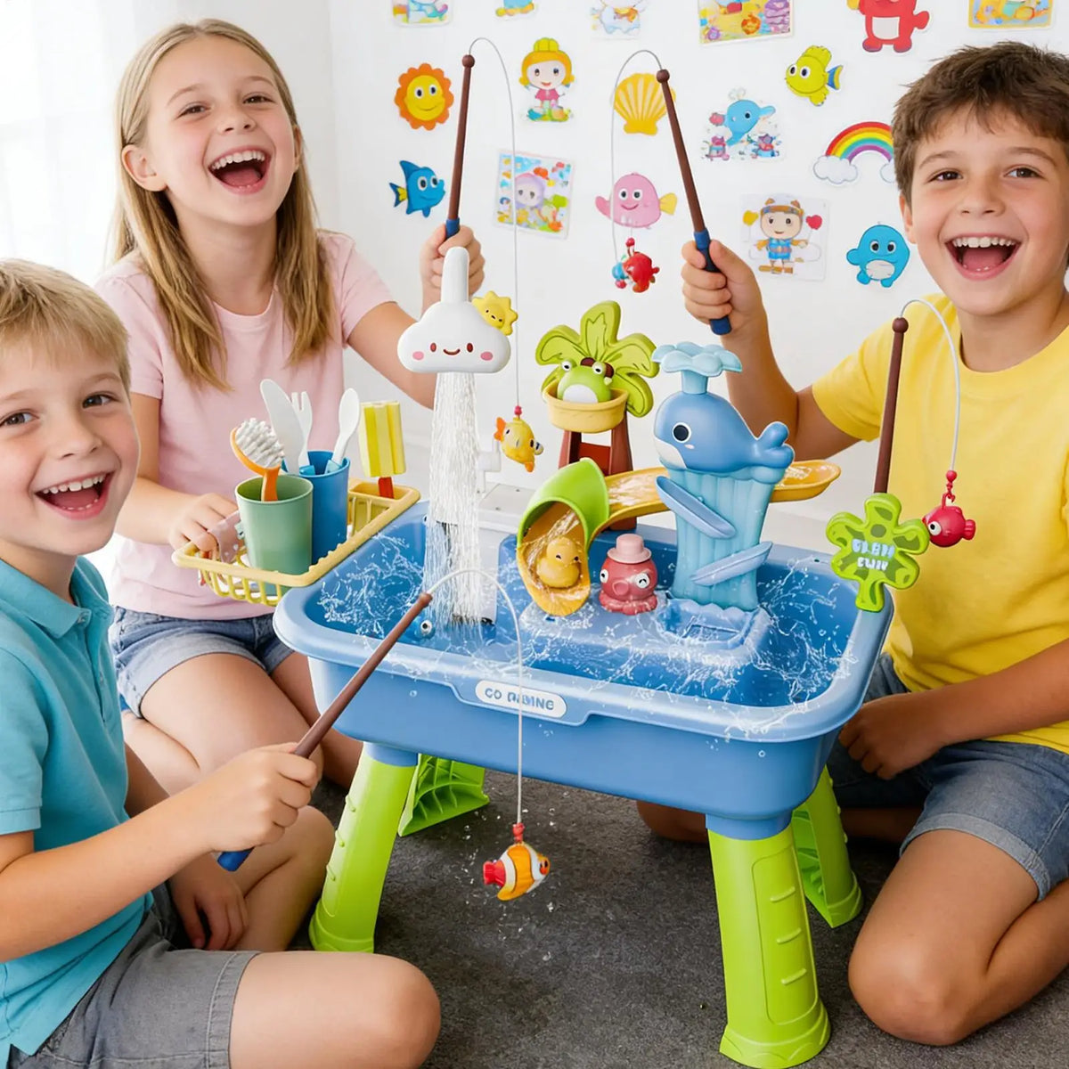 Children Kitchen Toys Electric Fun Waters Play Water Wash Basin Fishing Dishwashing Home Role-playing Baby Early Education Toys