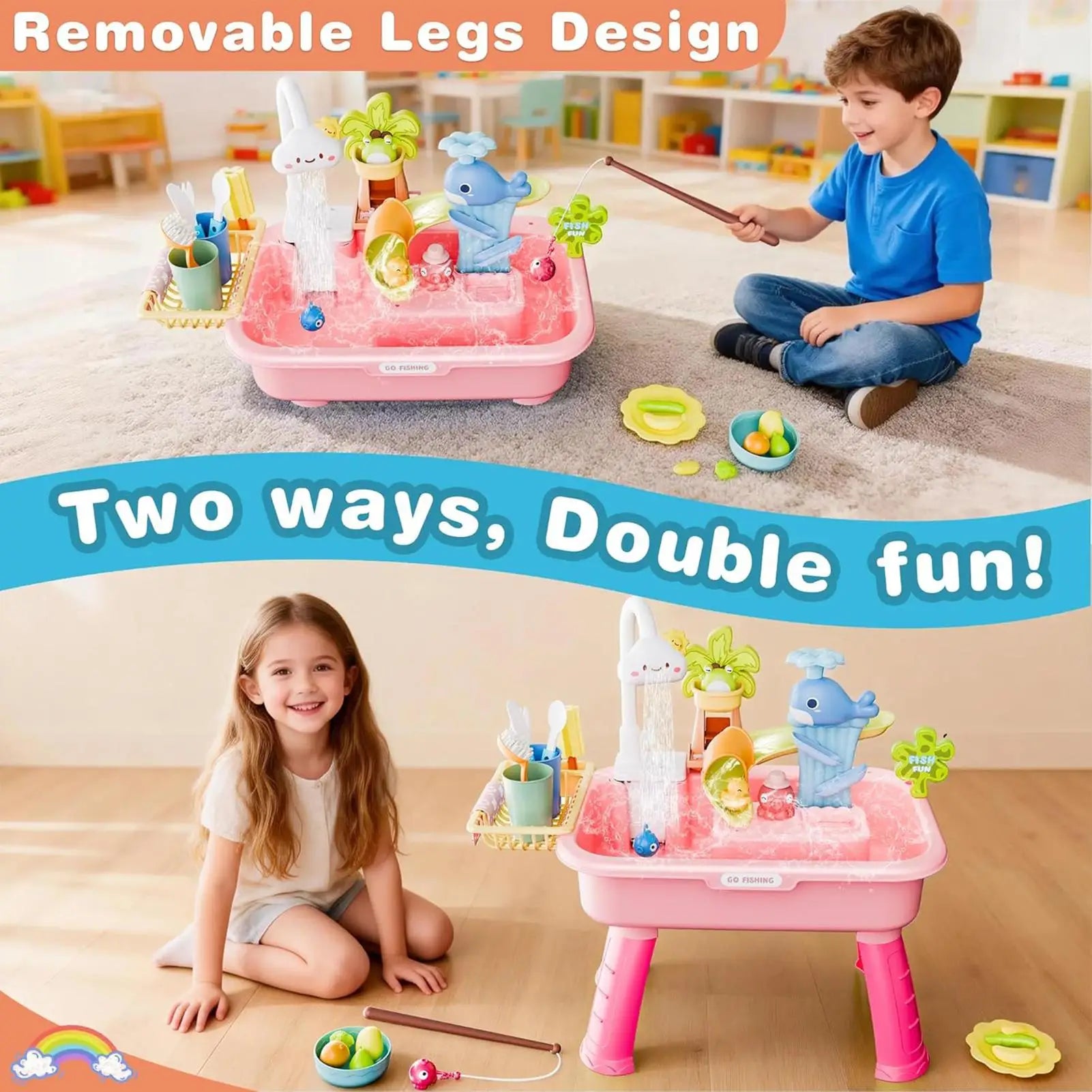 Children Kitchen Toys Electric Fun Waters Play Water Wash Basin Fishing Dishwashing Home Role-playing Baby Early Education Toys
