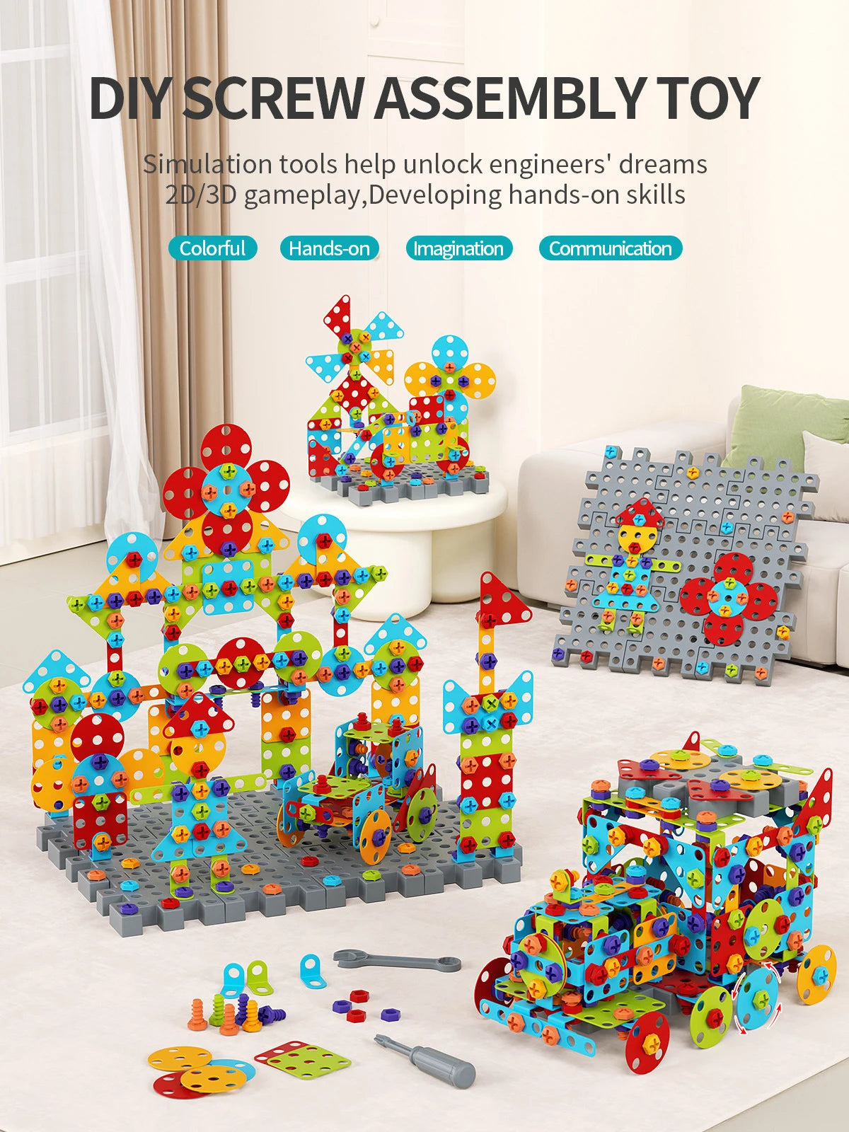 Disassembly Match Tool Toys Children Educational Assembled Bricks Blocks Sets Design Building Toys for Boys Kids Birthday Gifts