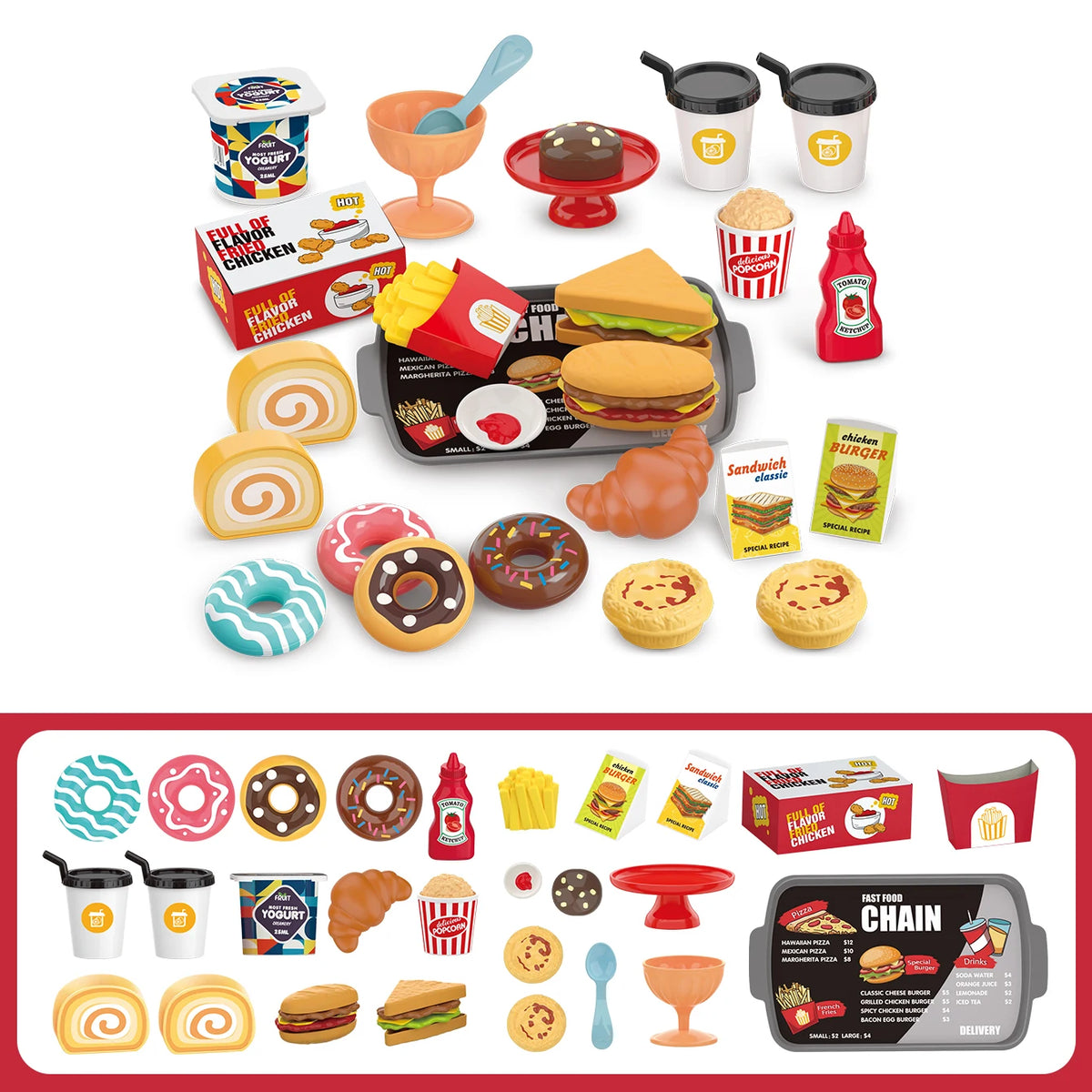 Children's Toys Pretend Play, Barbecue, Fast Food, Pizza, Sushi, Afternoon Tea, Desserts, Kitchen Food, Toy Sets
