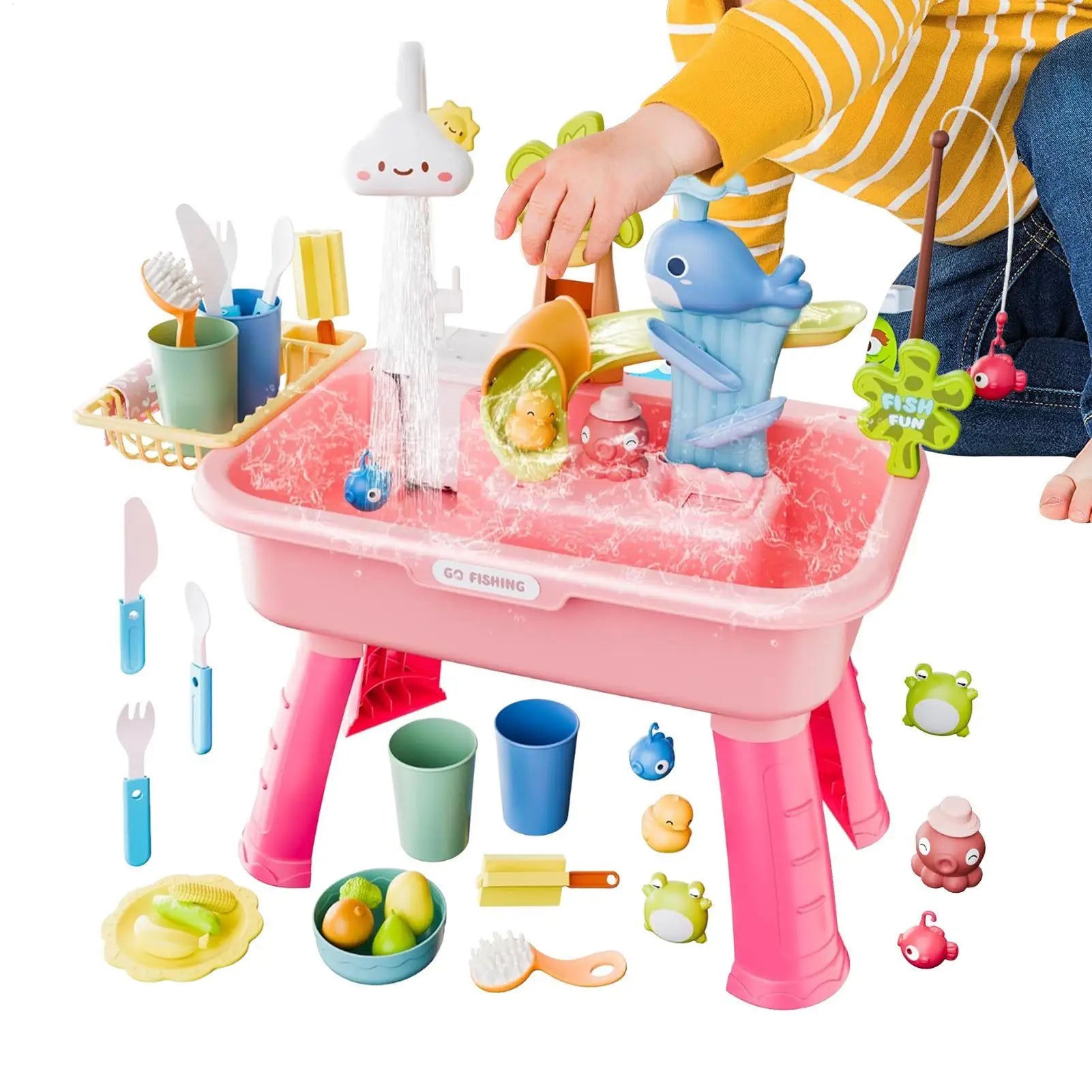 Children Kitchen Toys Electric Fun Waters Play Water Wash Basin Fishing Dishwashing Home Role-playing Baby Early Education Toys