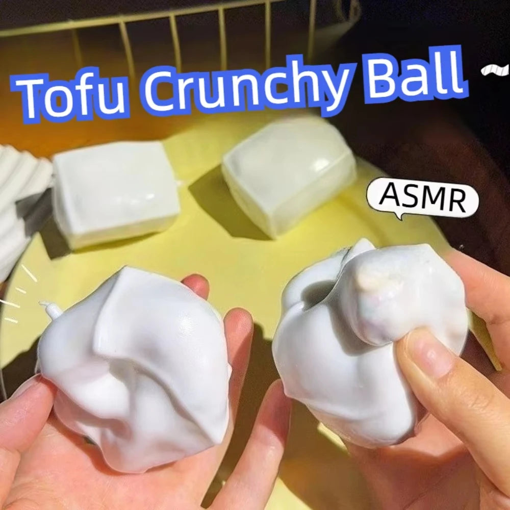 Tofu-Shaped ASMR Sensory Anti-Stress Toys Crunchy Stress Relief Squishy Toys Satisfying Sound Effects For Filling Building Block
