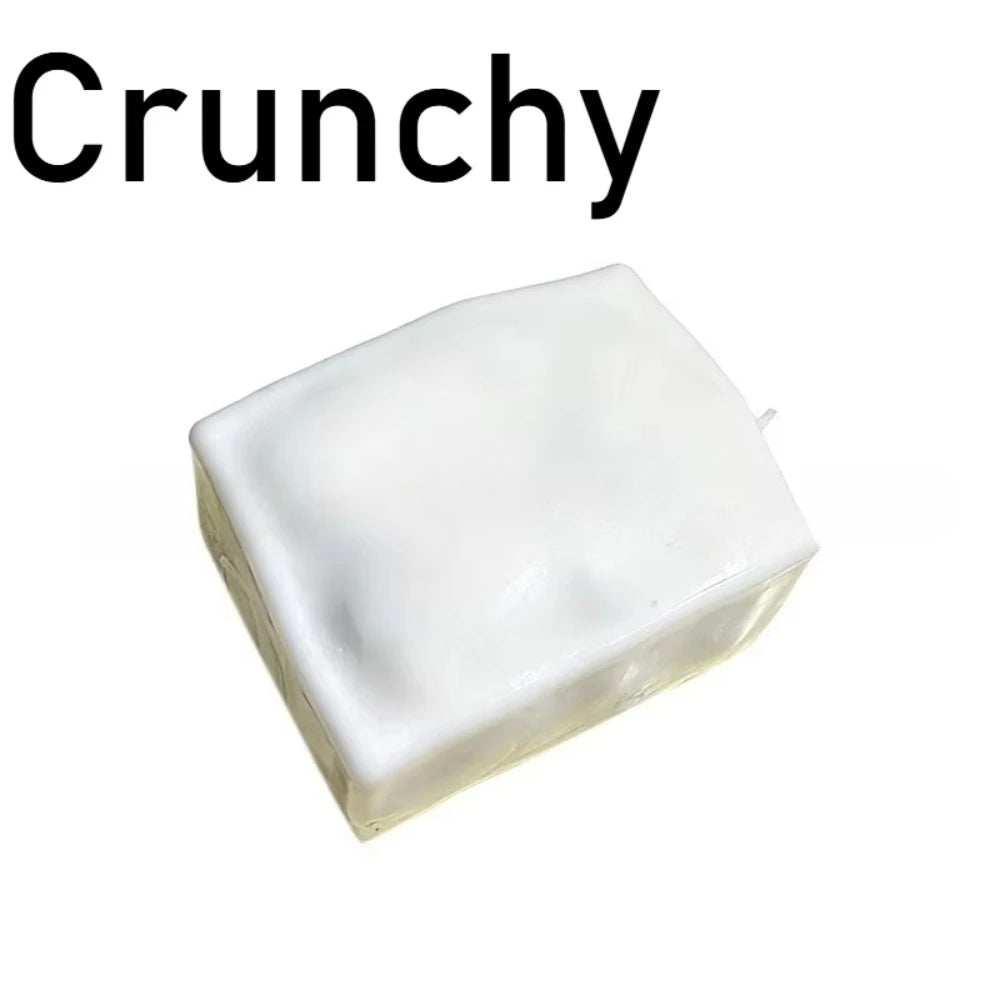 Tofu-Shaped ASMR Sensory Anti-Stress Toys Crunchy Stress Relief Squishy Toys Satisfying Sound Effects For Filling Building Block