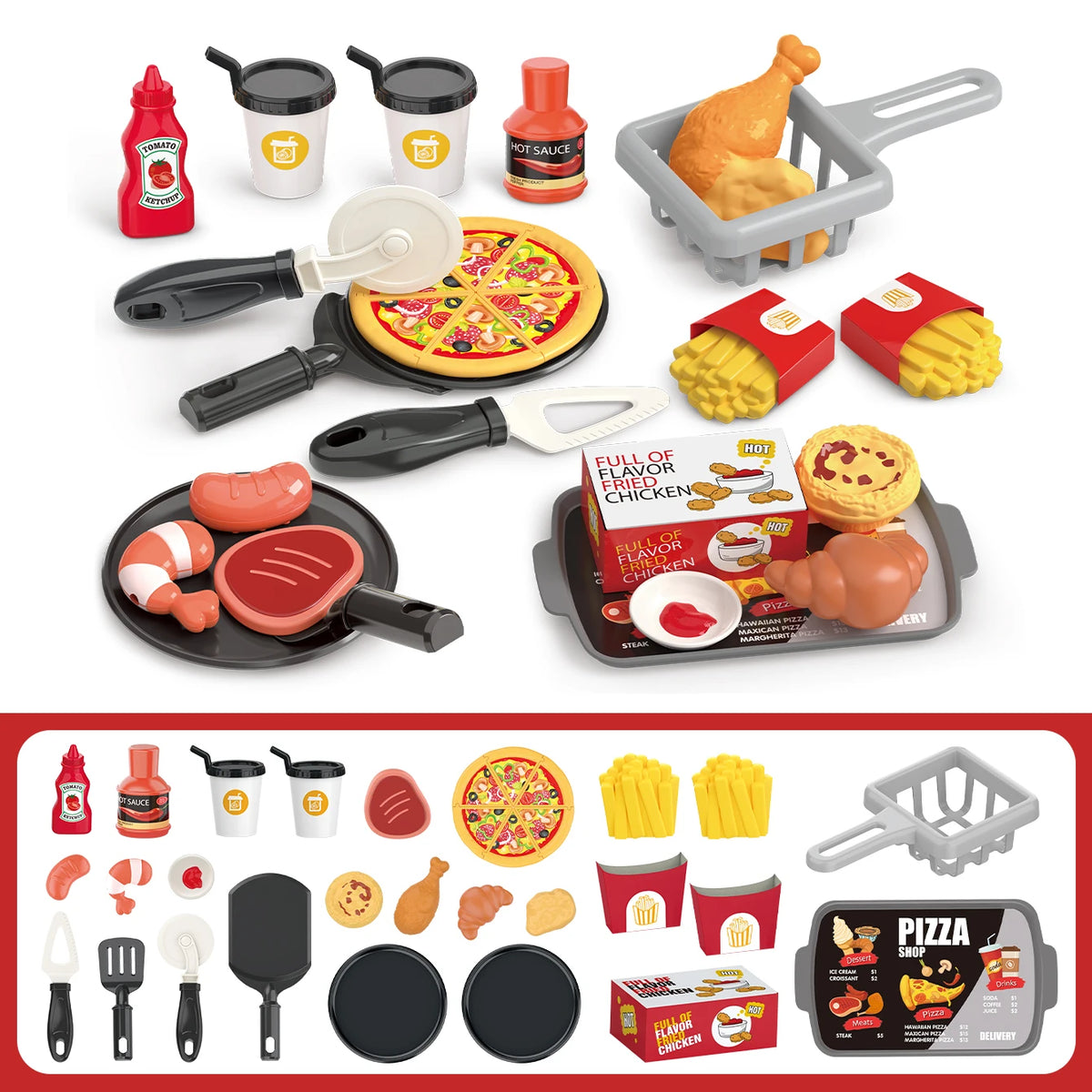 Children's Toys Pretend Play, Barbecue, Fast Food, Pizza, Sushi, Afternoon Tea, Desserts, Kitchen Food, Toy Sets