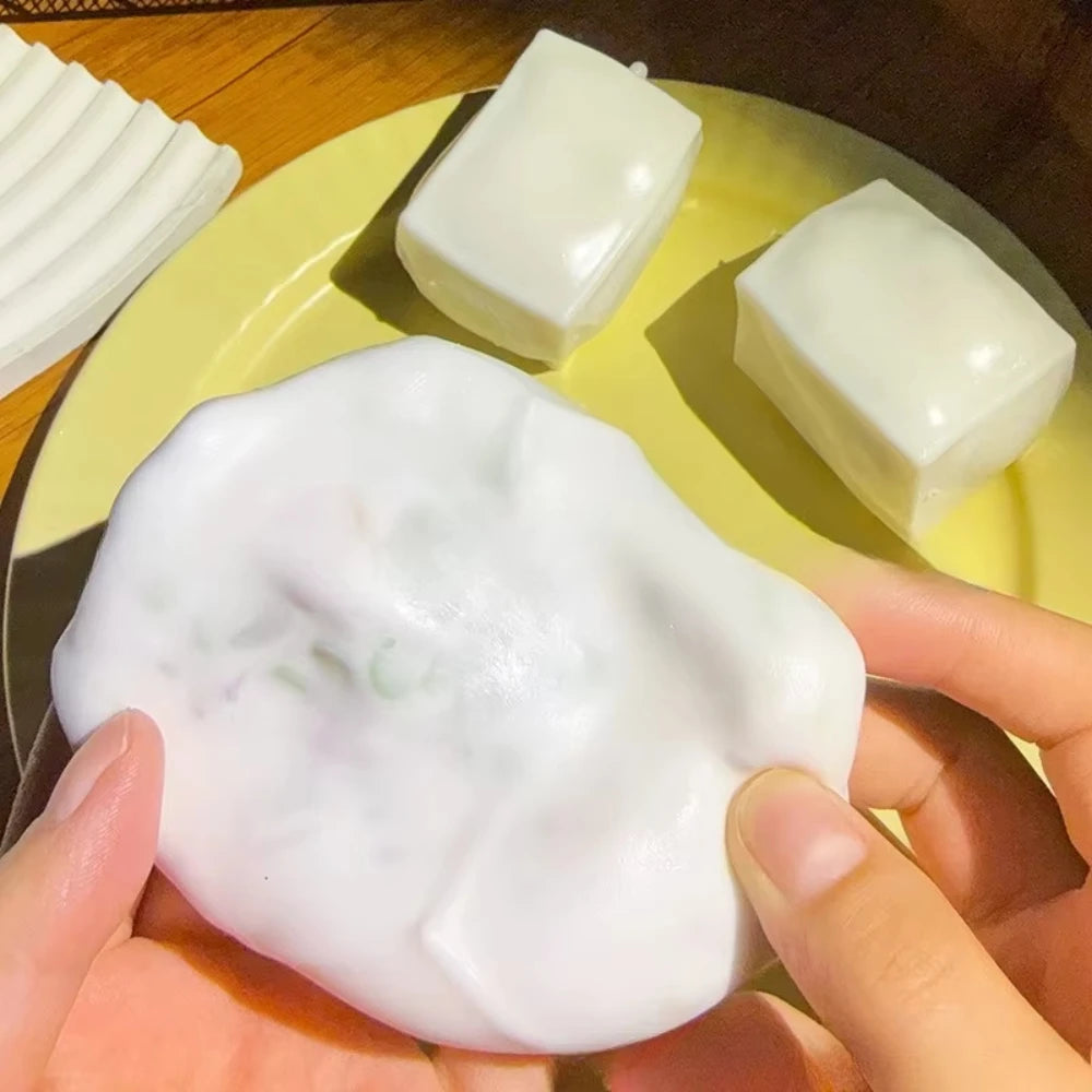 Tofu-Shaped ASMR Sensory Anti-Stress Toys Crunchy Stress Relief Squishy Toys Satisfying Sound Effects For Filling Building Block