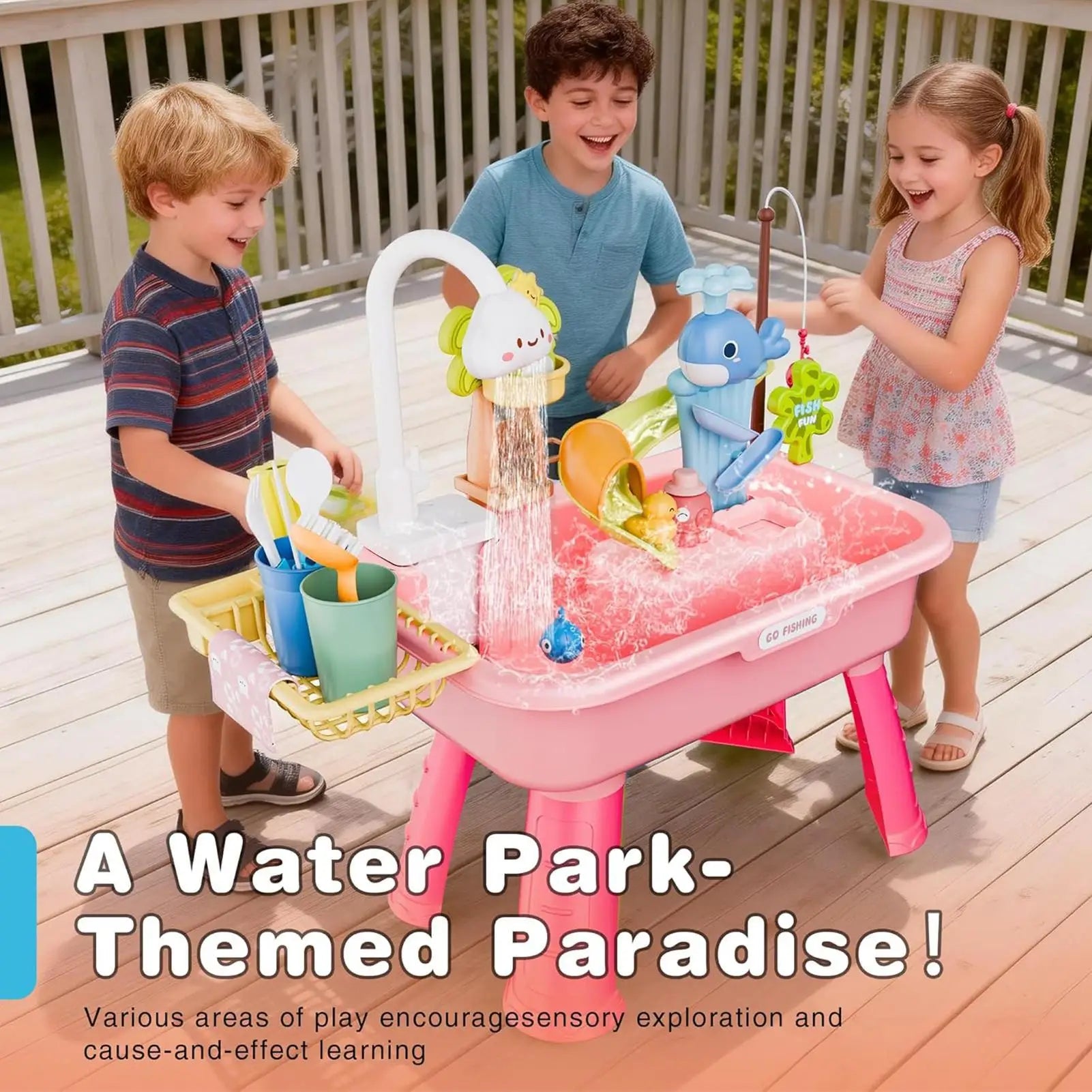 Children Kitchen Toys Electric Fun Waters Play Water Wash Basin Fishing Dishwashing Home Role-playing Baby Early Education Toys
