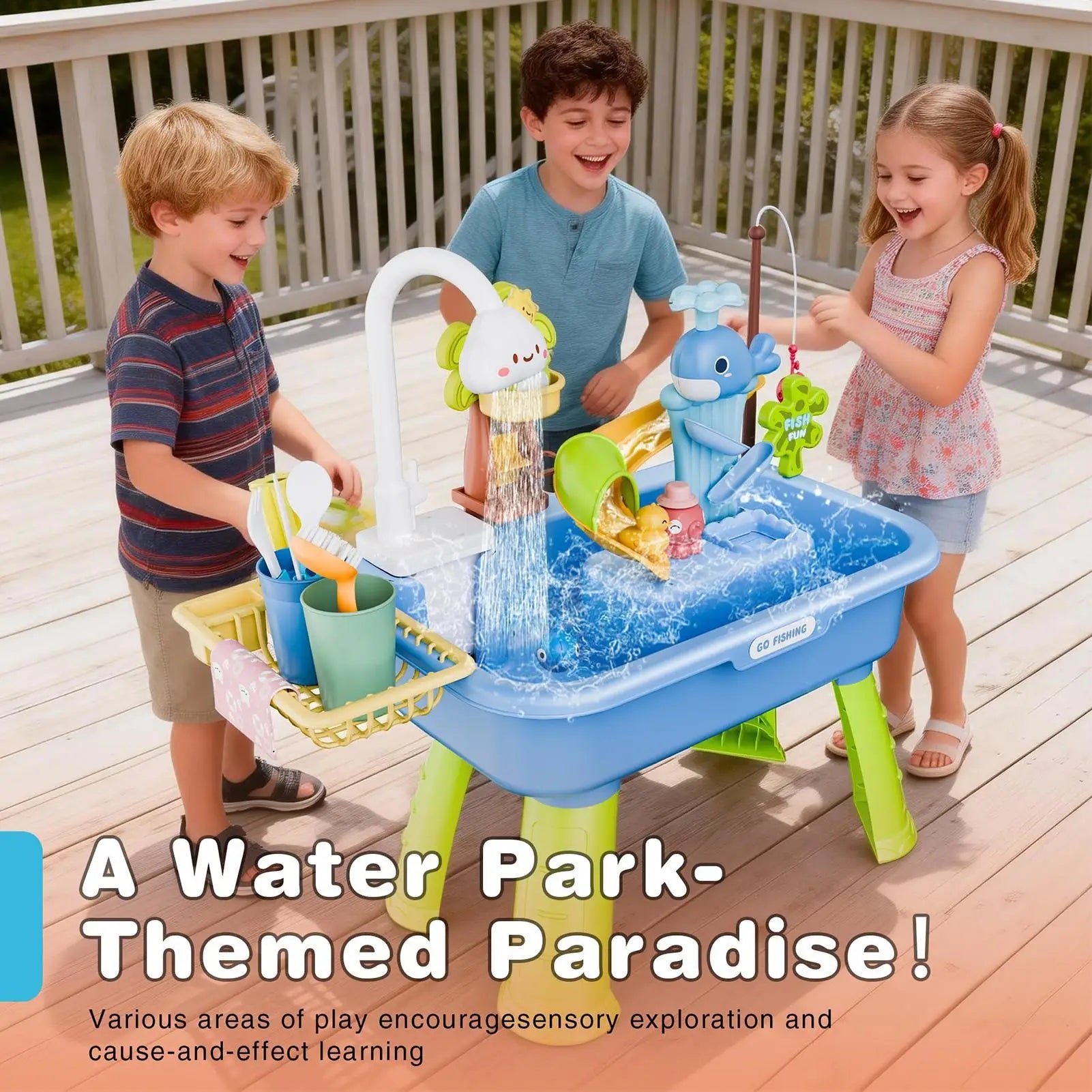 Children Kitchen Toys Electric Fun Waters Play Water Wash Basin Fishing Dishwashing Home Role-playing Baby Early Education Toys