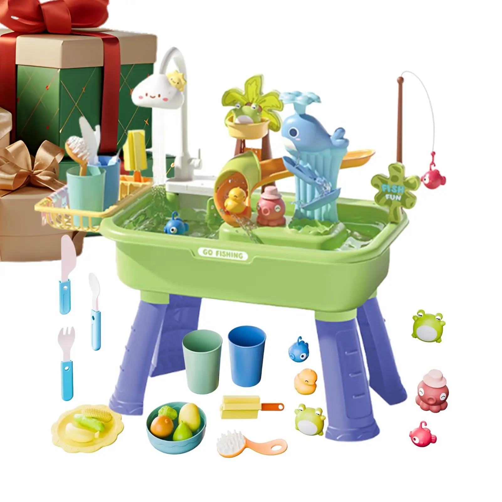 Children Kitchen Toys Electric Fun Waters Play Water Wash Basin Fishing Dishwashing Home Role-playing Baby Early Education Toys